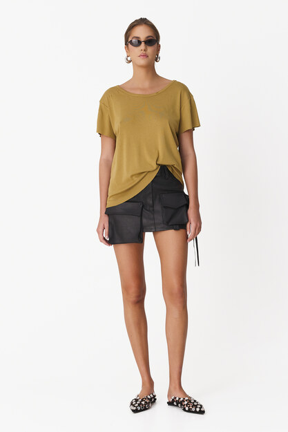 Yellow Rib Hand-Distressed T-shirt