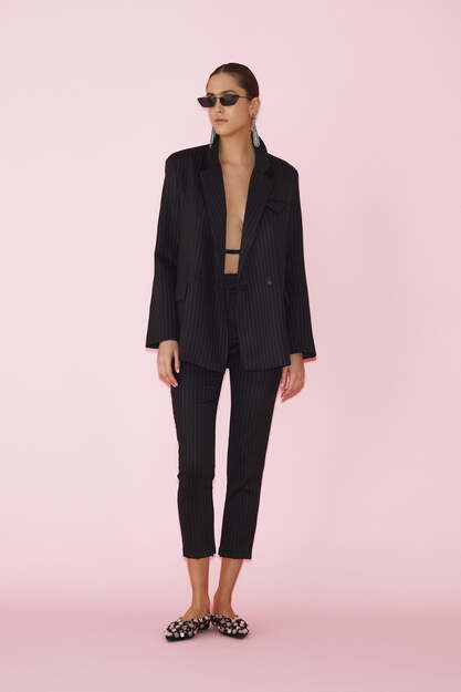 Striped Blue Oversized Blazer