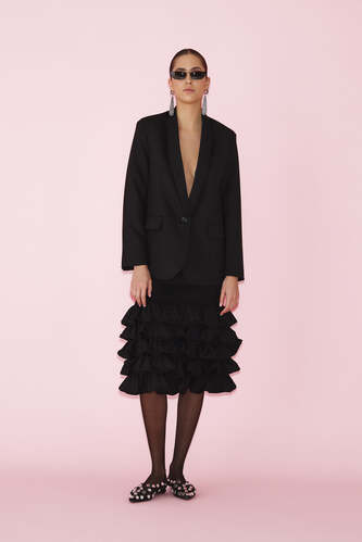 Black Wool Oversized Blazer - PNK Casual