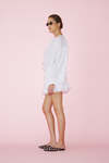 White Cotton Oversized Shirt With Ruffled Detail