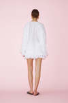 White Cotton Oversized Shirt With Ruffled Detail