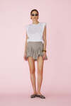 Beige Viscose Mini Skirt