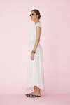 Wrap-Effect White Midi Dress