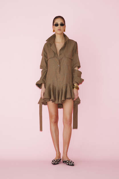 Brown-Gold Cutout Dress