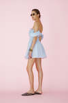 Blue Mini Dress With Smocked Elastic Bodice - SS24