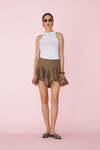 Brown-Gold Ruffled Mini Skirt