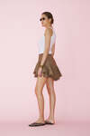 Brown-Gold Ruffled Mini Skirt