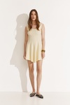 Cream Mini Dress with Flared Cut