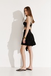 Black Pleated Mini Skirt with Asymmetric Hem