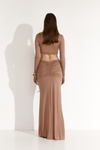 Beige Maxi Skirt With Ruched Waist Detail