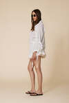 Off White Linen-Cotton Ruffled Top