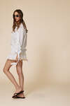 Off White Linen-Cotton Ruffled Top