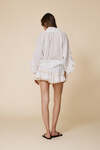 Off White Linen-Cotton Ruffled Top