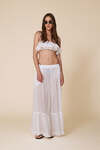 White Cotton Pleated Maxi Skirt