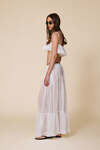 White Cotton Pleated Maxi Skirt