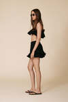 Black Cotton Pleated Shorts
