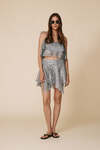 Grey Asymmetric Sequin Skirt - FW25