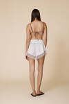 White Lightweight Shorts Finished With Delicate Lace Trim At The Hem