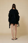 Black Linen-Cotton Ruffled Top