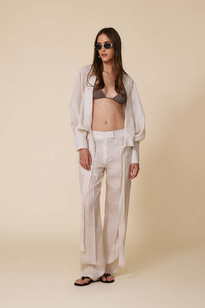 Lightweight Long Trousers Made From Airy Fabric Wirh Inner Shorts