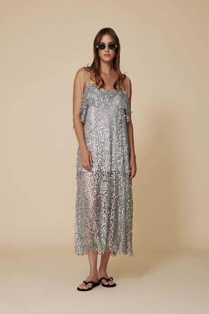 Grey Sequin Midi Dress - FW25