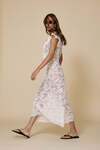 White Midi Lace Dress With Ruffled Neckline