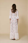 White Maxi Lace Dress With Three-Guarter Flared Sleeves