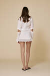 White Linen Cropped Shirt With Lace