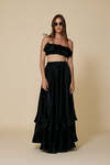 Black Silk Maxi Skirt With Ruffles