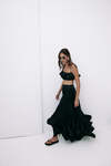 Black Silk Maxi Skirt With Ruffles