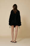 Black Cotton Oversized Shirt With Ruffled Detail