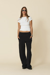 Black Cotton Wide-leg Pants
