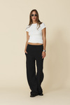 Black Cotton Wide-leg Pants