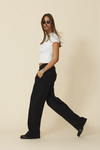 Black Cotton Wide-leg Pants