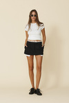 Raw-Cut Mini Skirt With Lace Insertion - FW25