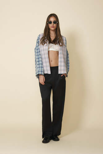 Blue Checkered Oversized Shirt - PNK Casual