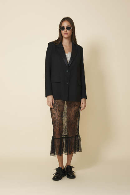 Black Midi Lace Skirt - FW25