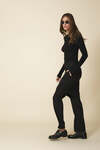 Black Pants With Asymmetrical Overlaid Skirt - FW25