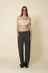 Grey Striped Relaxed-Fit Trousers With Elasticated Hems - FW25
