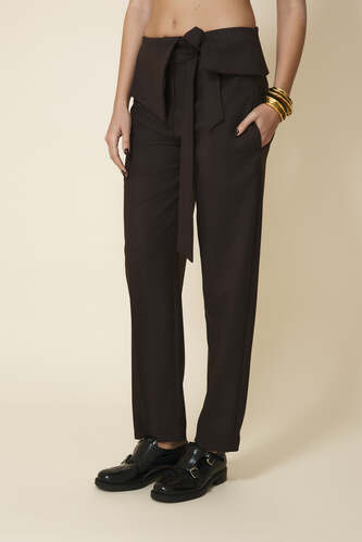 Brown Pants With Waist Detail - FW25 - PNK Casual