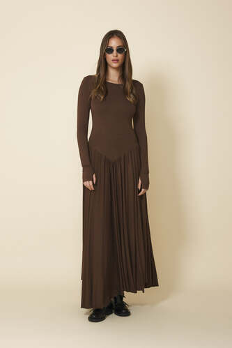 Backless Brown Midi Dress - PNK Casual