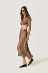 Beige Dress With a Front Cut-Out Detail And Adjustable Lace-Up Tie - SS26