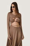 Beige Dress With a Front Cut-Out Detail And Adjustable Lace-Up Tie - SS26