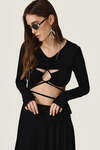 Black Dress With a Front Cut-Out Detail And Adjustable Lace-Up Tie - SS26