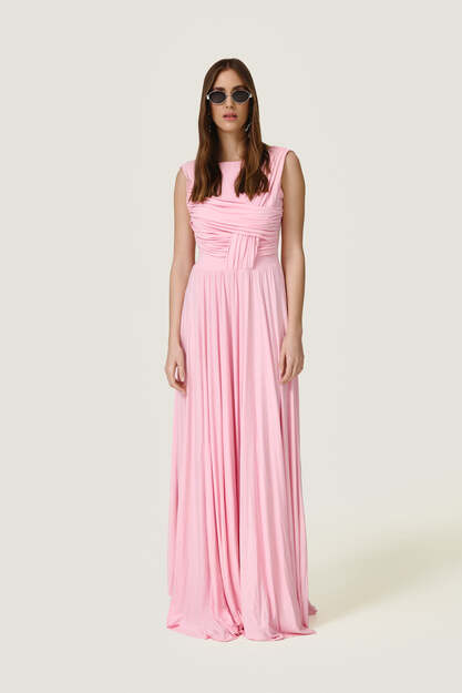 Rose Backless dress featuring a front draped design - SS26