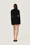 Black Dress WIth Long Sleeves And Adjustable Waist Tie - SS26