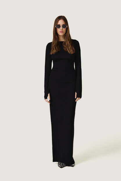 Black Backless Dress With An Adjustable Lace-Up Detail - SS26