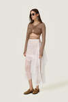 Beige Cropped Blouse With a Front Cut-Out Detail And Adjustable Lace-Up Tie - SS26