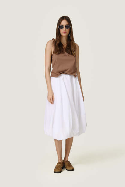 Brown Top featuring a discreet wire inserted into the hem - SS26