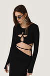 Black Maxi Dress With a Front Cut-Out Detail And Adjustable Lace-Up Tie - SS26